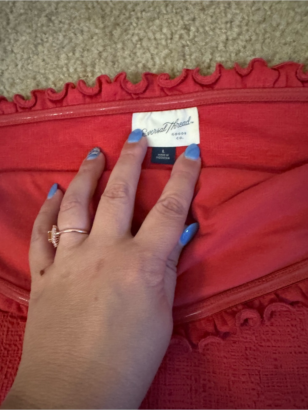 Universal Thread Women’s Red Ruffle-Trim Tube Top - Picture 4 of 4